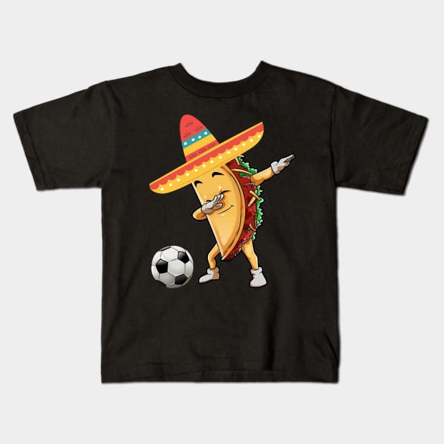 Dabbing soccer taco dab Kids T-Shirt by Antoniusvermeu